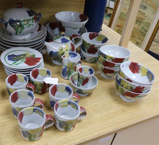 Janice Tchalenko for Dartington Pottery, a collection of Poppy design table and decorative wares,